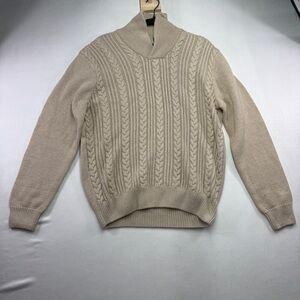 Jos. A. Bank Oatmeal Cable Knit Turtleneck Sweater 100%‎ Cotton Men's L NWT